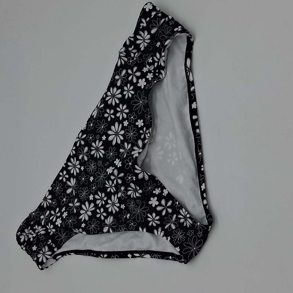 Salt + Cove Coastal Fleurs Side Shirred Mid Rise Bikini Bottom Black